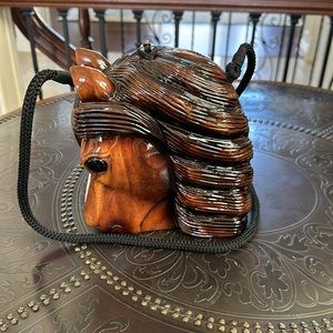 Timmy Woods Man of War (horse) bag with shoulder strap.